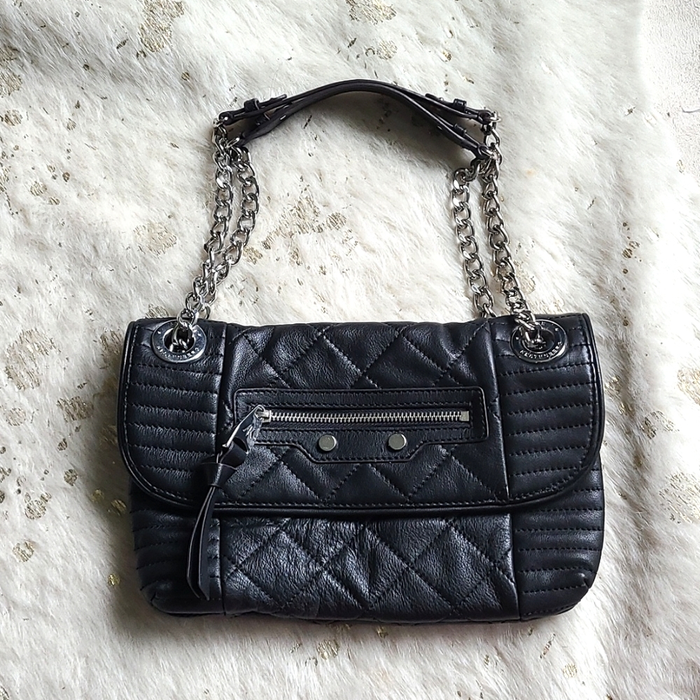 Aimee Kestenberg Quilted Black Leather Shoulder Bag